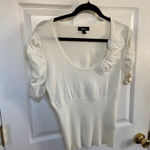 BCX Ivory Sweater with Roses